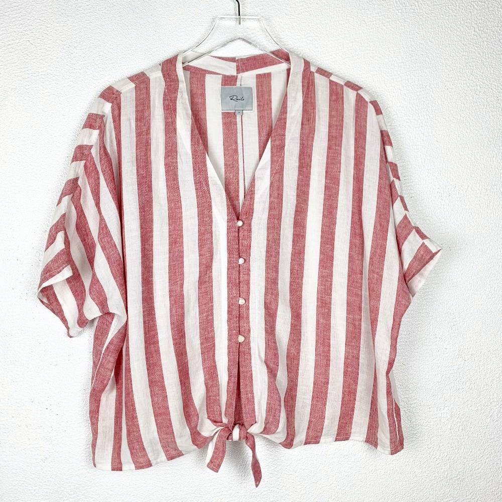 Rails | Thea Tie Front Short Sleeve Seville Strip… - image 2
